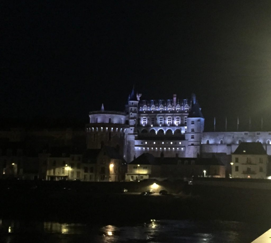 Chateau d'Amboise lit up at night