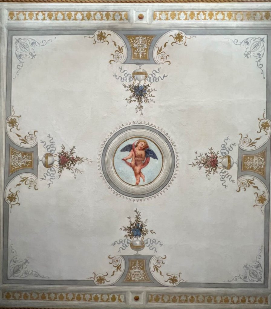 the frescoed ceiling of antica residenza cicogne