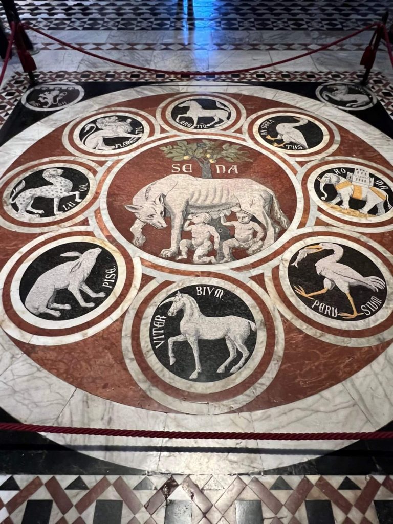 mural showing siena and other cities of italy