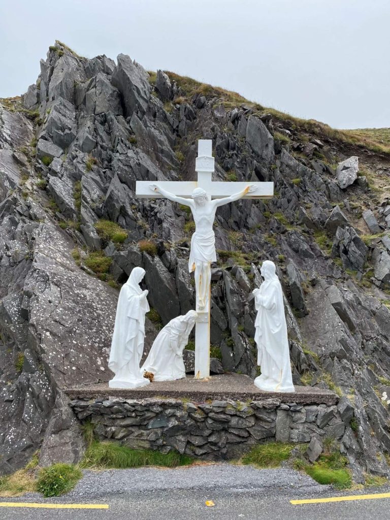 White crucifixion statue at Slea Head