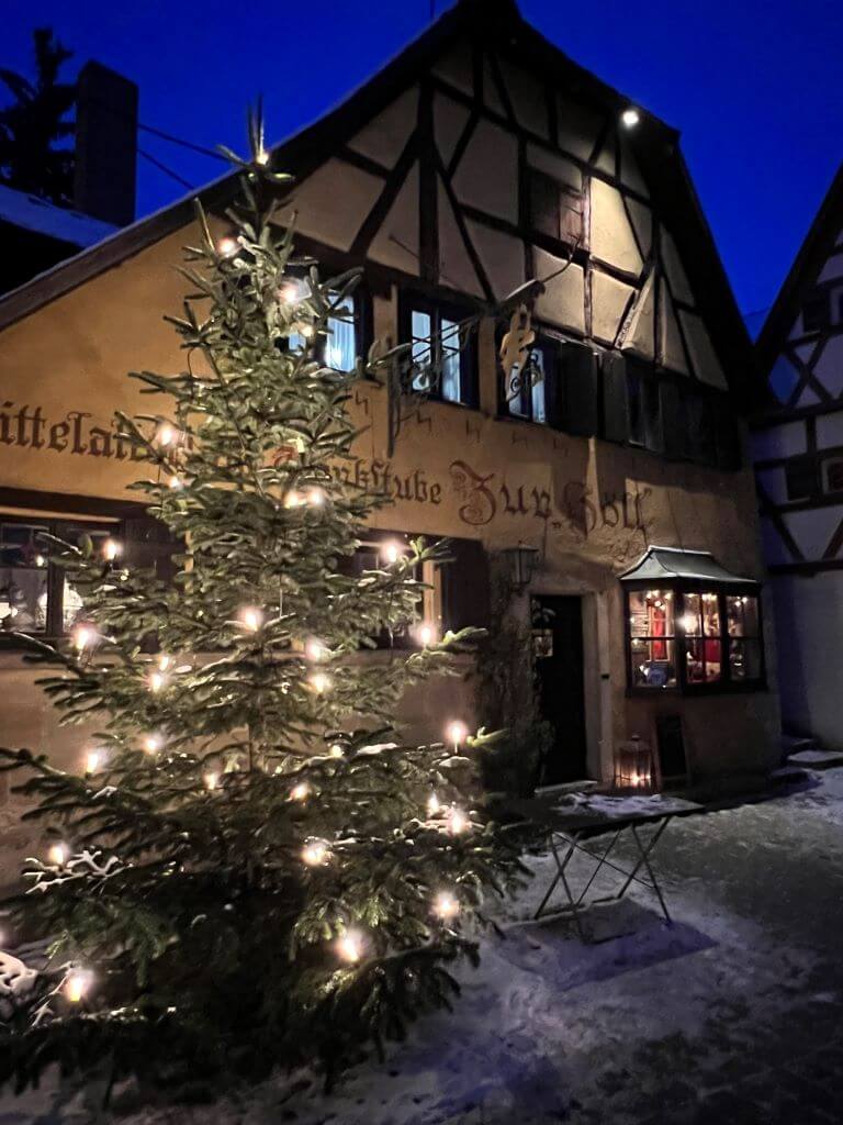 Zur Höll's Exterior At Christmas