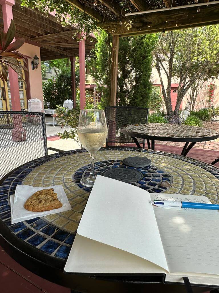 Wine And A Cookie In The Garden At Casa De Solana