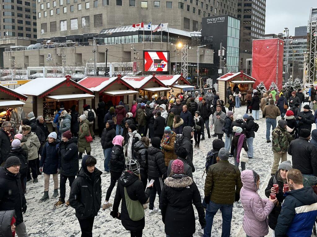 Crowds Of People At The Great Montreal Christmas Market